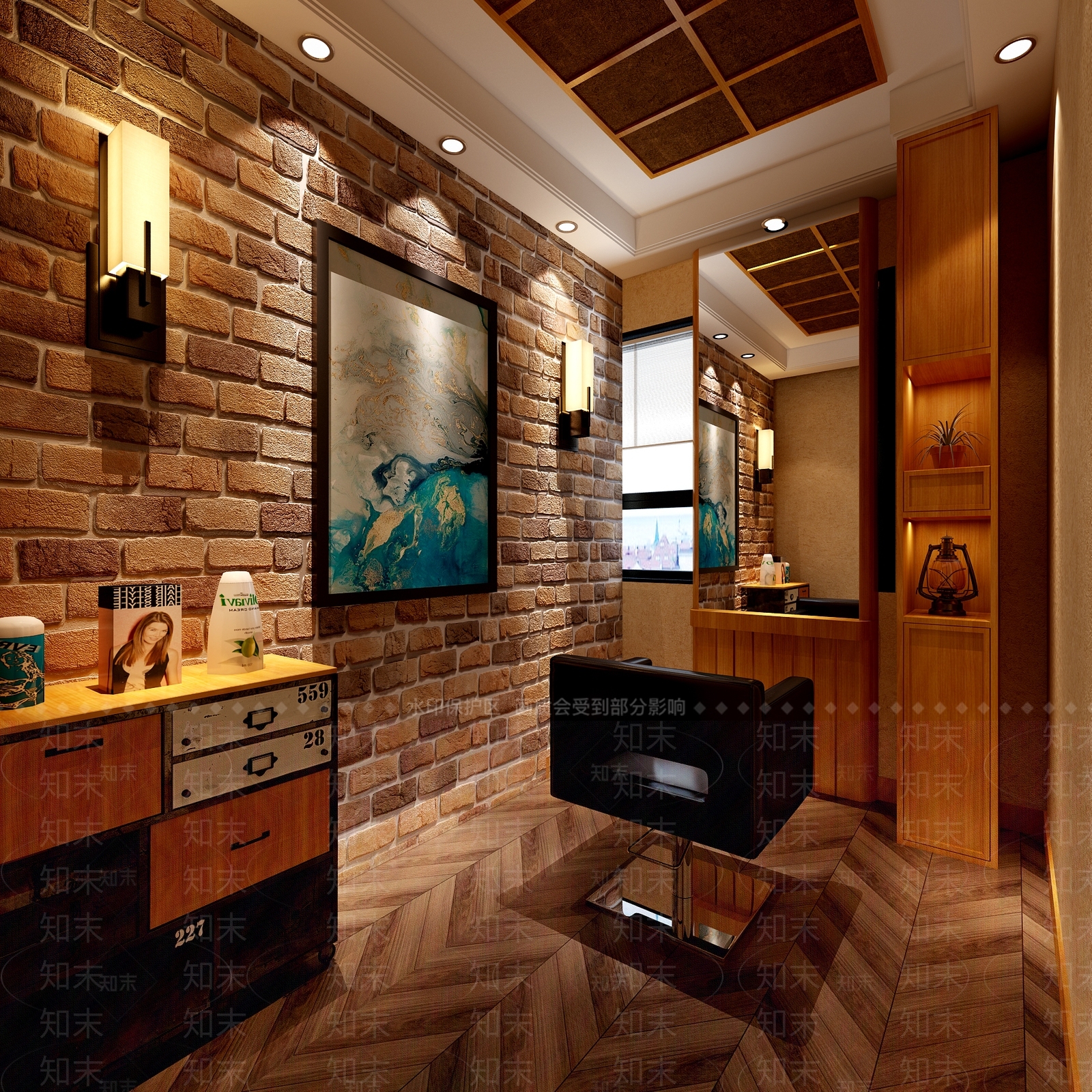 工业风理发店3D模型下载【ID:933850755】