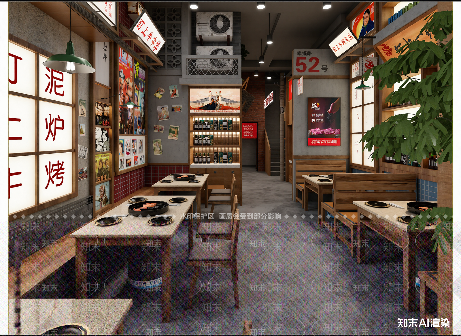 工业风烧烤店3D模型下载【ID:1214364759】