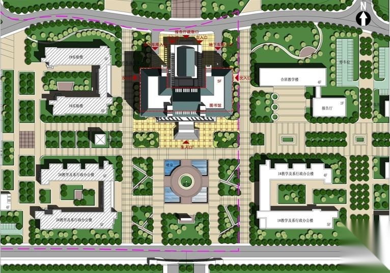 [山东]五层现代风格大学图书馆建筑设计方案文本cad施工图下载【ID:166553169】