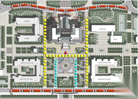 [山东]五层现代风格大学图书馆建筑设计方案文本cad施工图下载【ID:166553169】