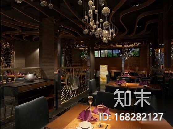 特色餐饮干锅店室内装修图（含效果）施工图下载【ID:168282127】