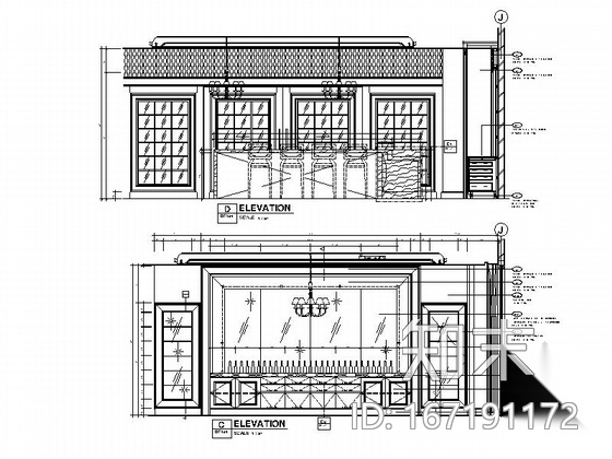 优雅浪漫法式餐厅及雪茄吧室内装修图（含效果图）施工图下载【ID:167191172】