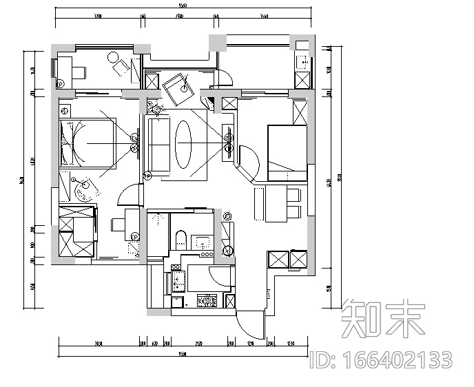 [浙江]北欧风格样板房设计施工图（附效果图）cad施工图下载【ID:166402133】