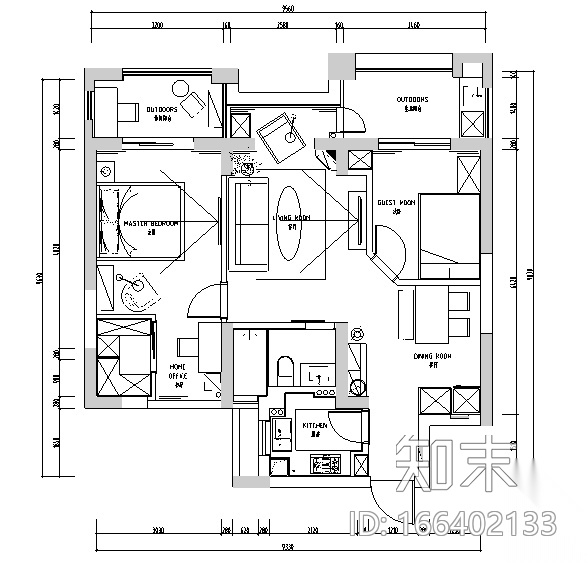 [浙江]北欧风格样板房设计施工图（附效果图）cad施工图下载【ID:166402133】