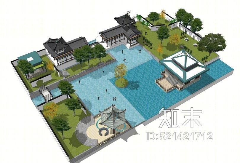 嬉水公园景观设计SU模型下载【ID:521421712】