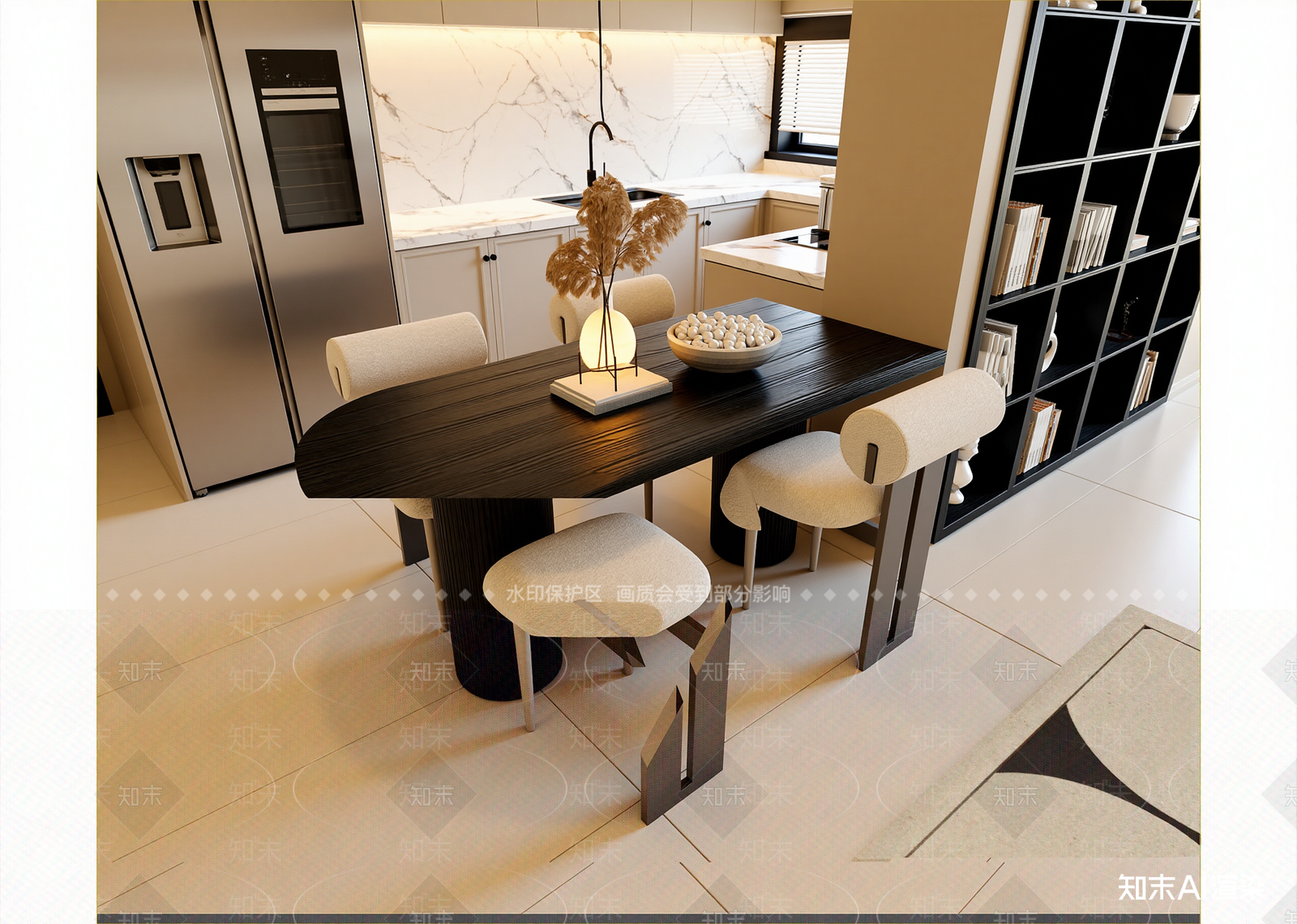 奶油开放式厨房3D模型下载【ID:1214926303】