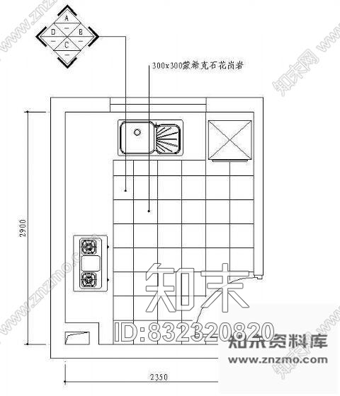 图块/节点厨房平面布置图施工图下载【ID:832320820】