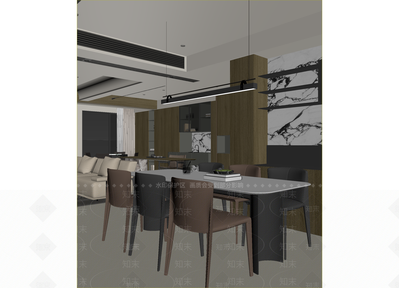 现代客餐厅3D模型下载【ID:1215135881】