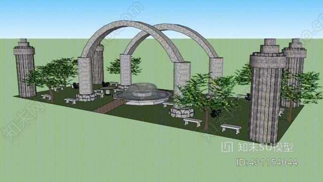 莎士比亚的庭院SU模型下载【ID:431154044】