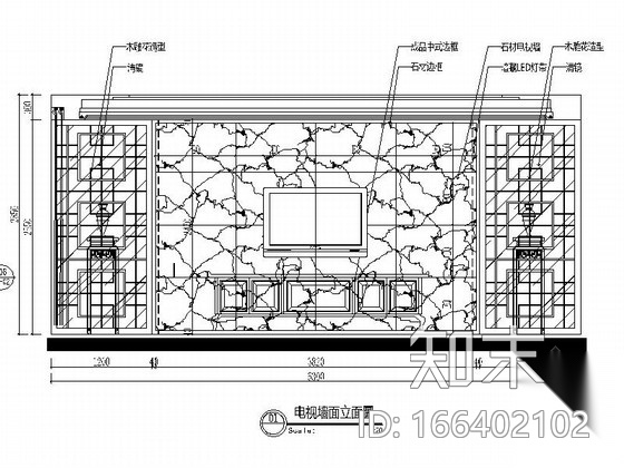 [山西]精品中式风情四室两厅样板间CAD装修施工图（含效...cad施工图下载【ID:166402102】