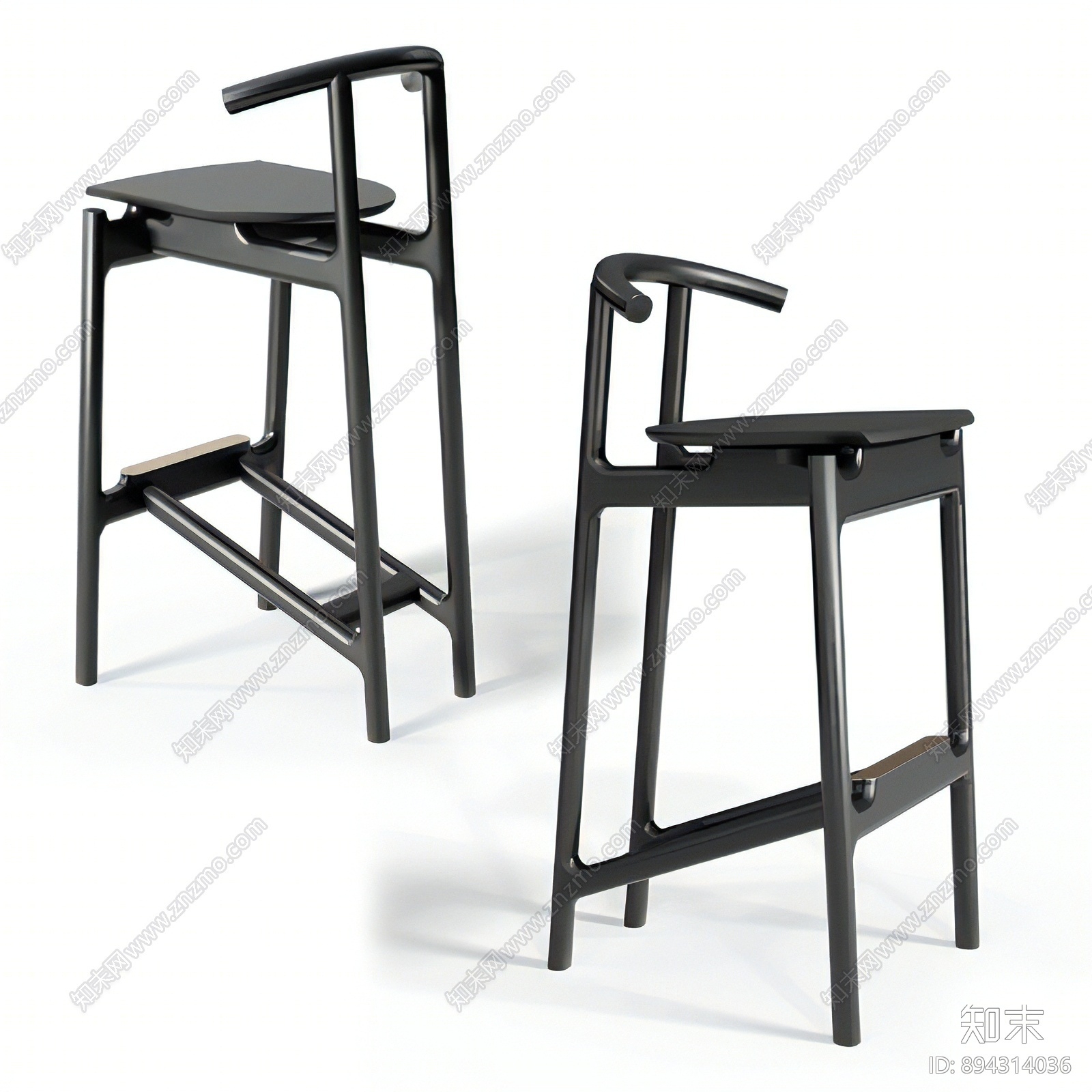 现代木质吧椅3D模型下载【ID:894314036】