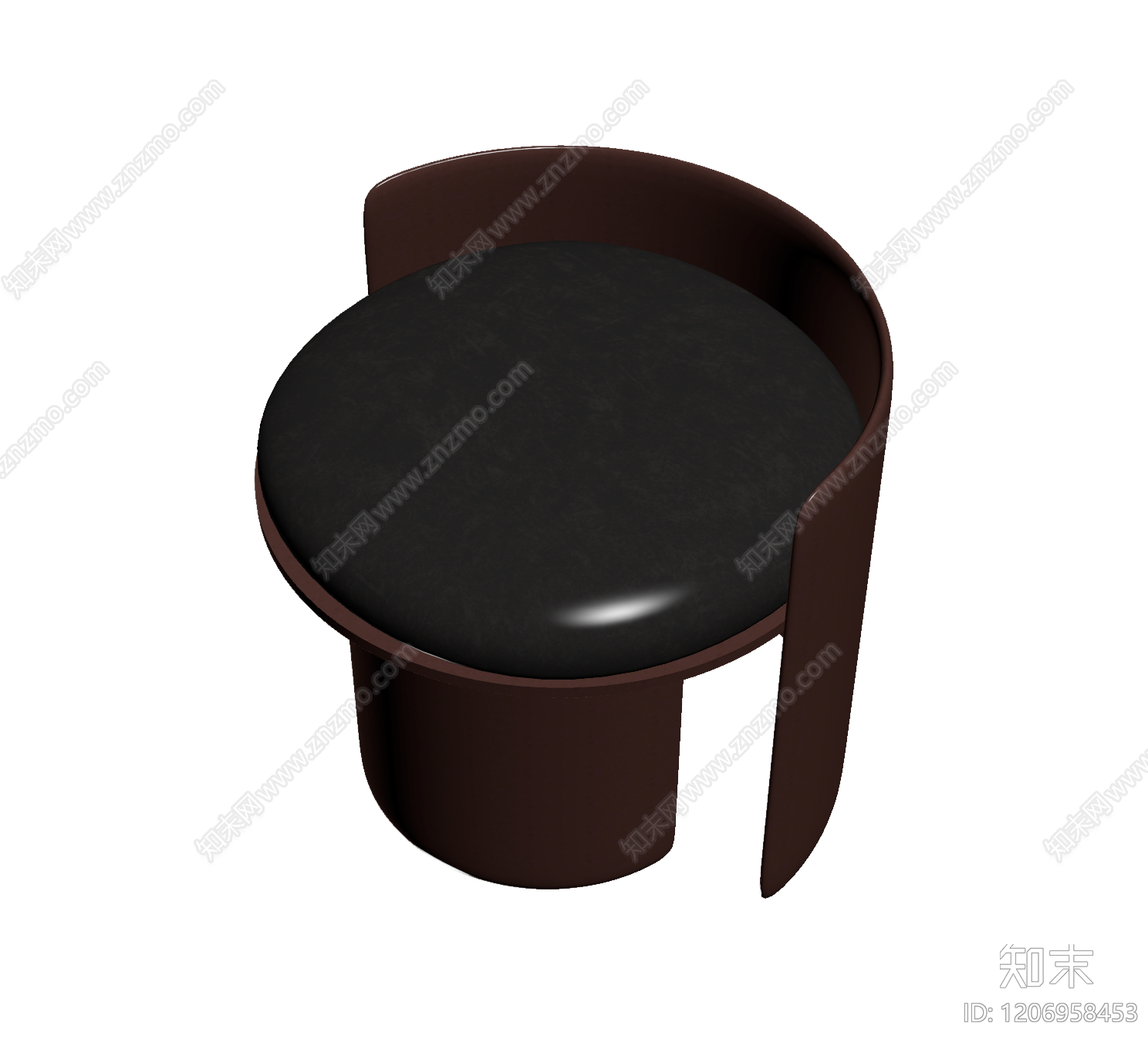 棕色圆椅带靠背3D模型下载【ID:1206958453】