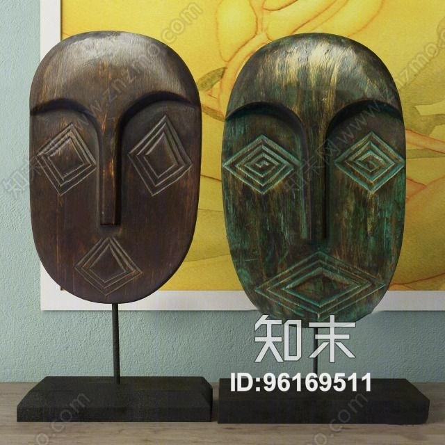 东南亚铁艺面具摆件3D模型下载【ID:96169511】