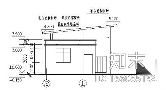 某大门门卫室建筑施工图cad施工图下载【ID:166085154】