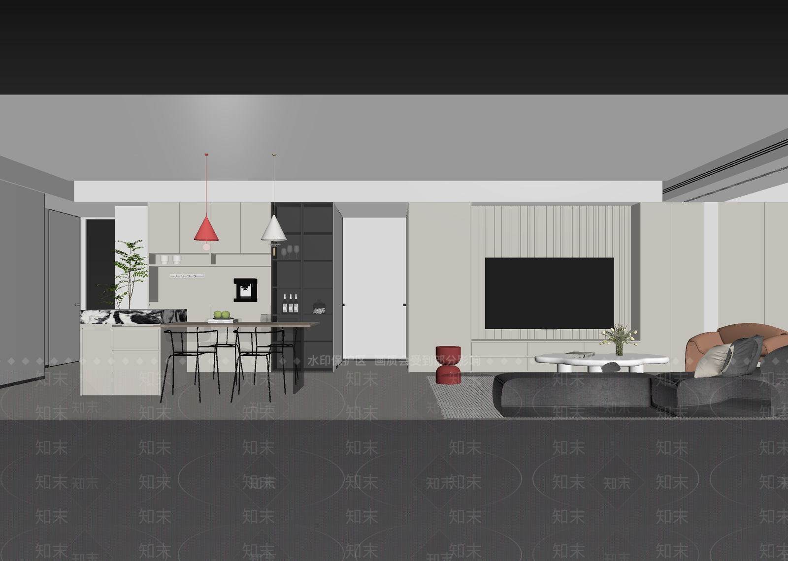现代客餐厅3D模型下载【ID:1215083375】