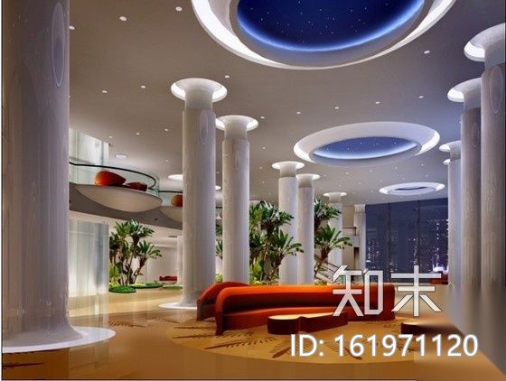 酒店休闲大堂吧室内装修图（含效果）cad施工图下载【ID:161971120】