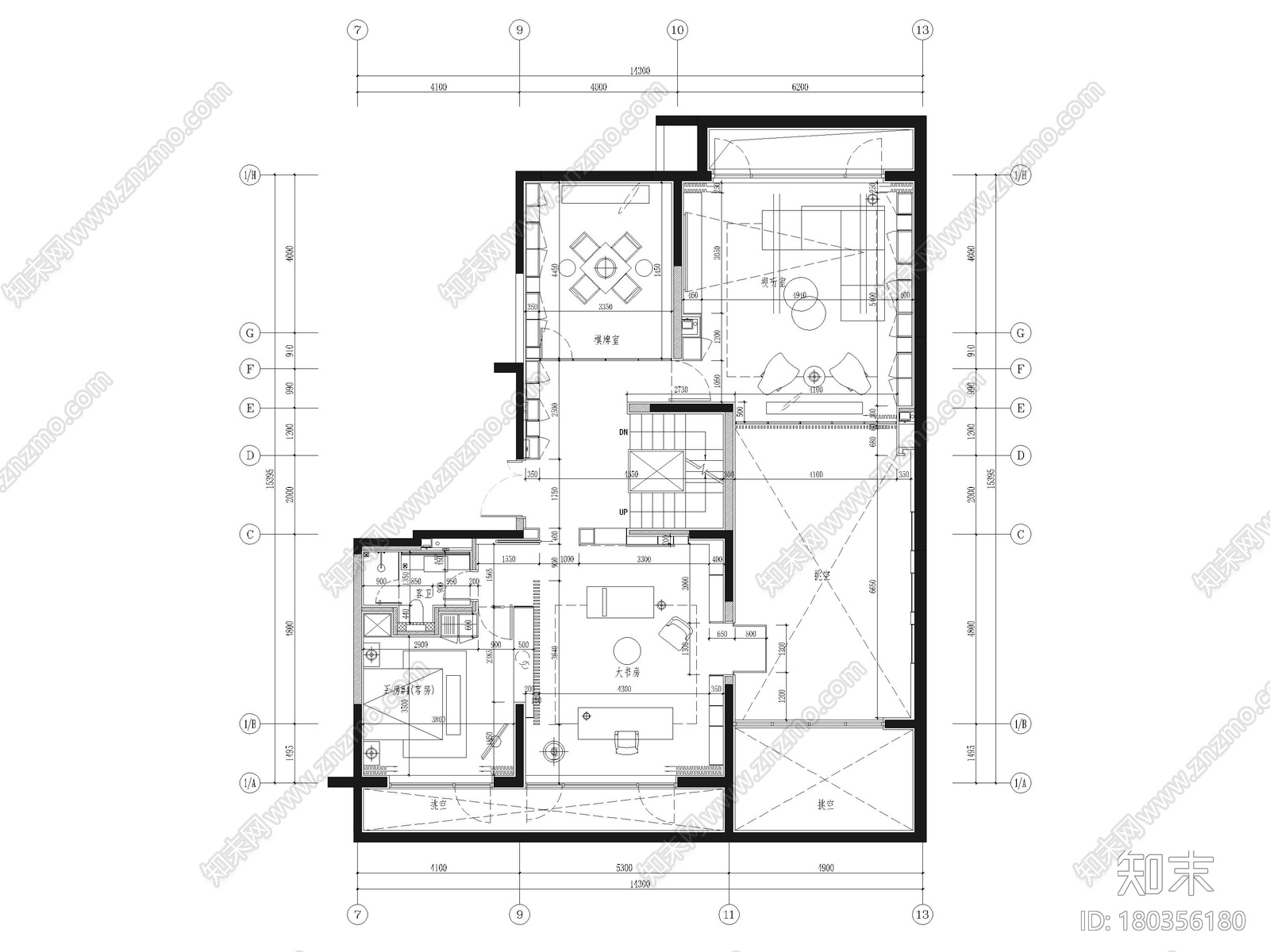 [郑州]220㎡三层四居别墅样板间装修施工图cad施工图下载【ID:180356180】