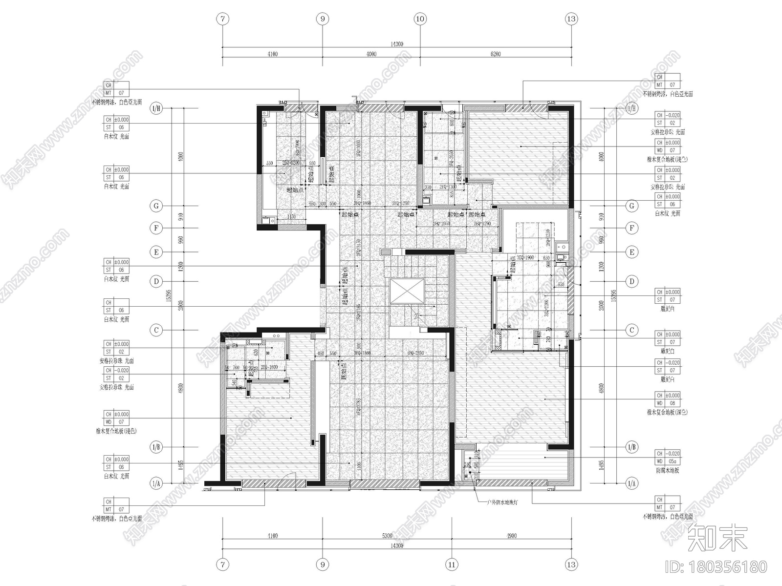 [郑州]220㎡三层四居别墅样板间装修施工图cad施工图下载【ID:180356180】