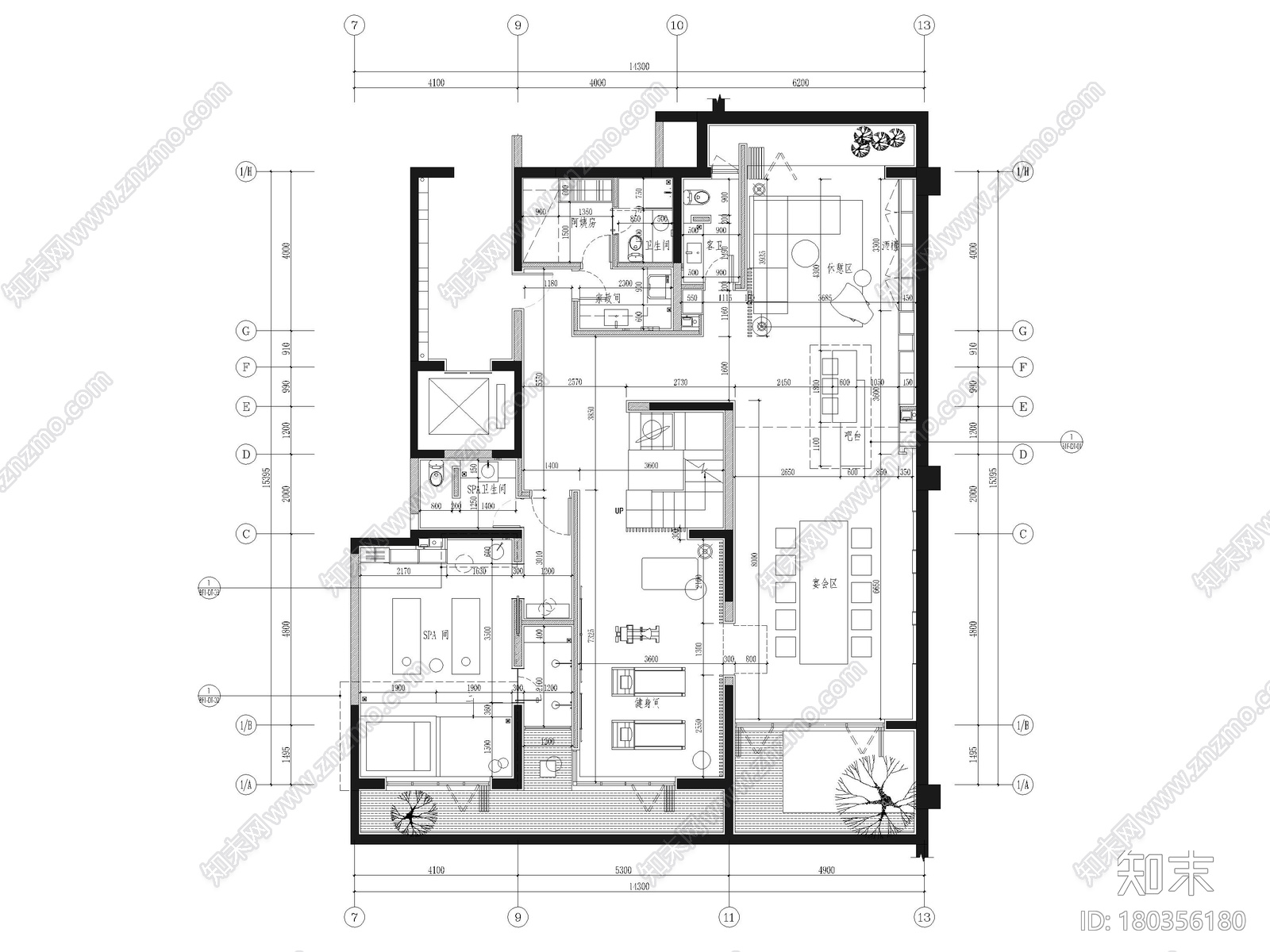 [郑州]220㎡三层四居别墅样板间装修施工图cad施工图下载【ID:180356180】