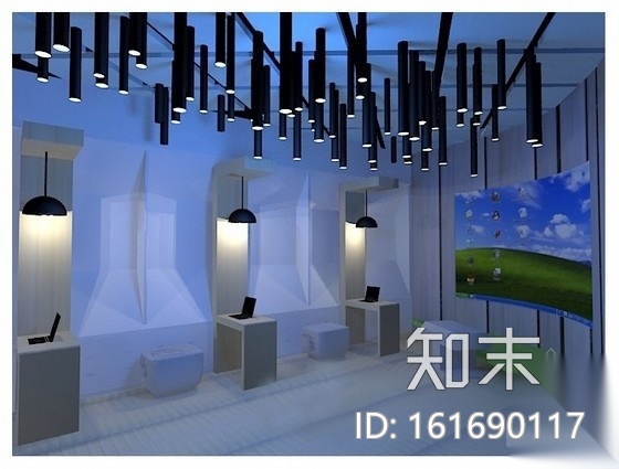 现代风格电脑展示空间是设计CAD施工图（含效果）cad施工图下载【ID:161690117】