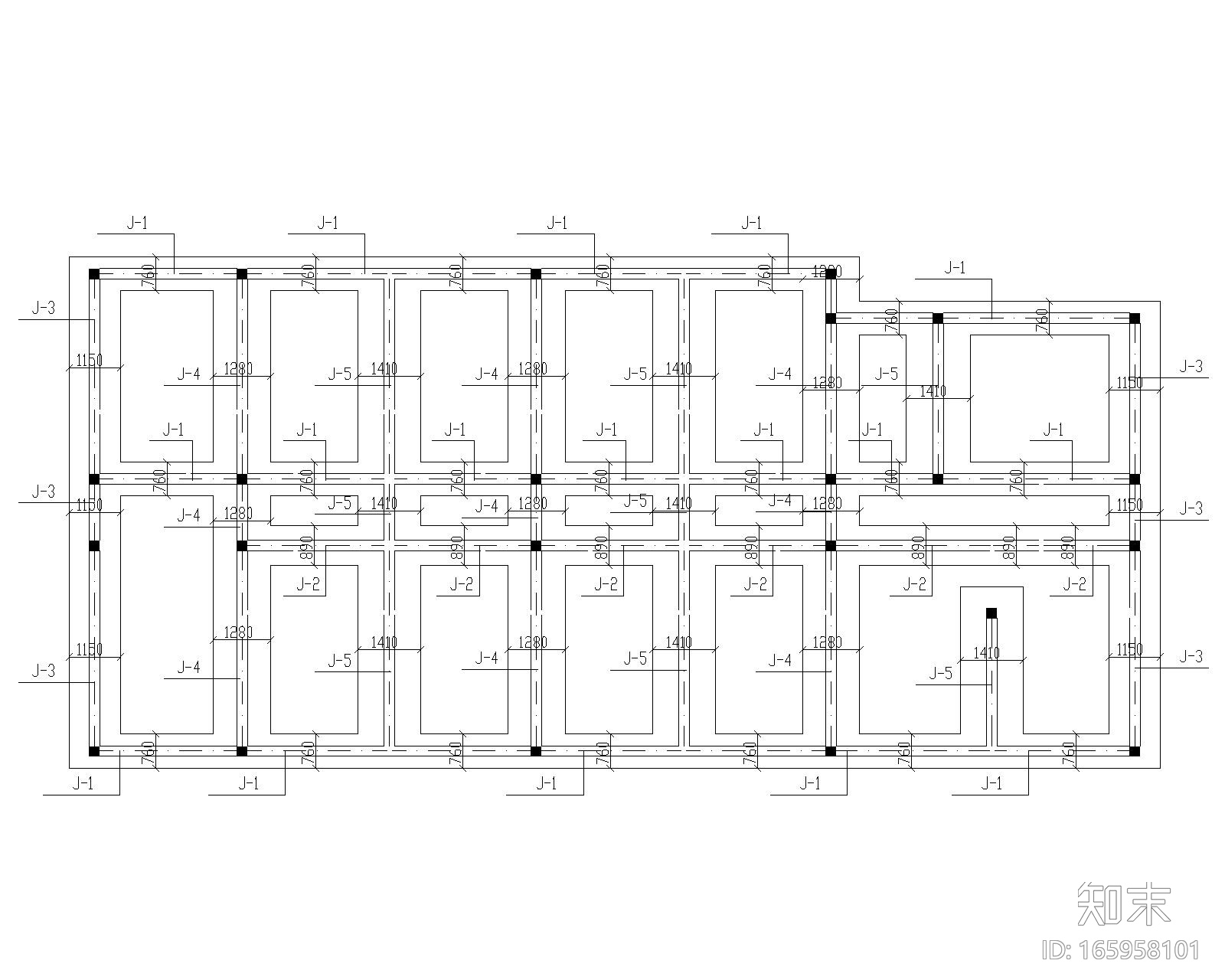 四层砖混结构宿舍公寓楼施工图（CAD）cad施工图下载【ID:165958101】