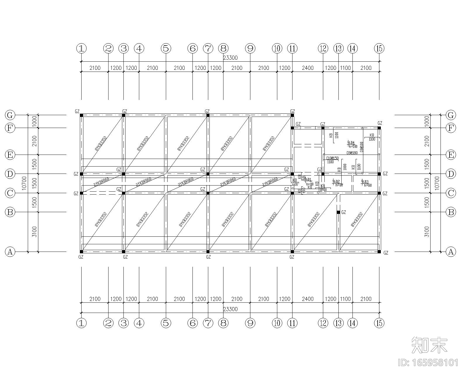 四层砖混结构宿舍公寓楼施工图（CAD）cad施工图下载【ID:165958101】