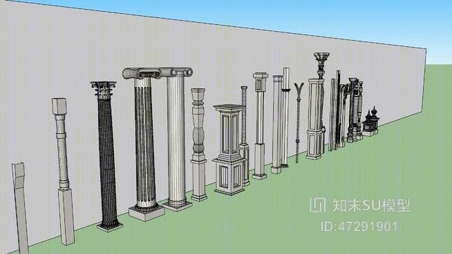 柱组SU模型下载【ID:47291901】