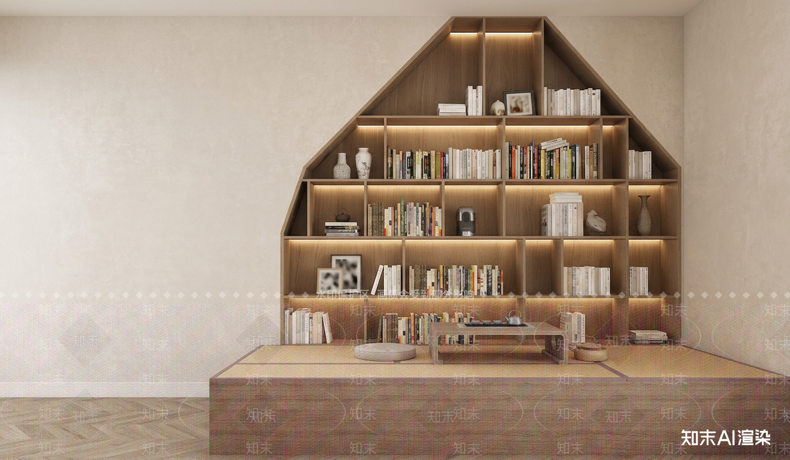 嵌入式展示柜书房3D模型下载【ID:1227393086】