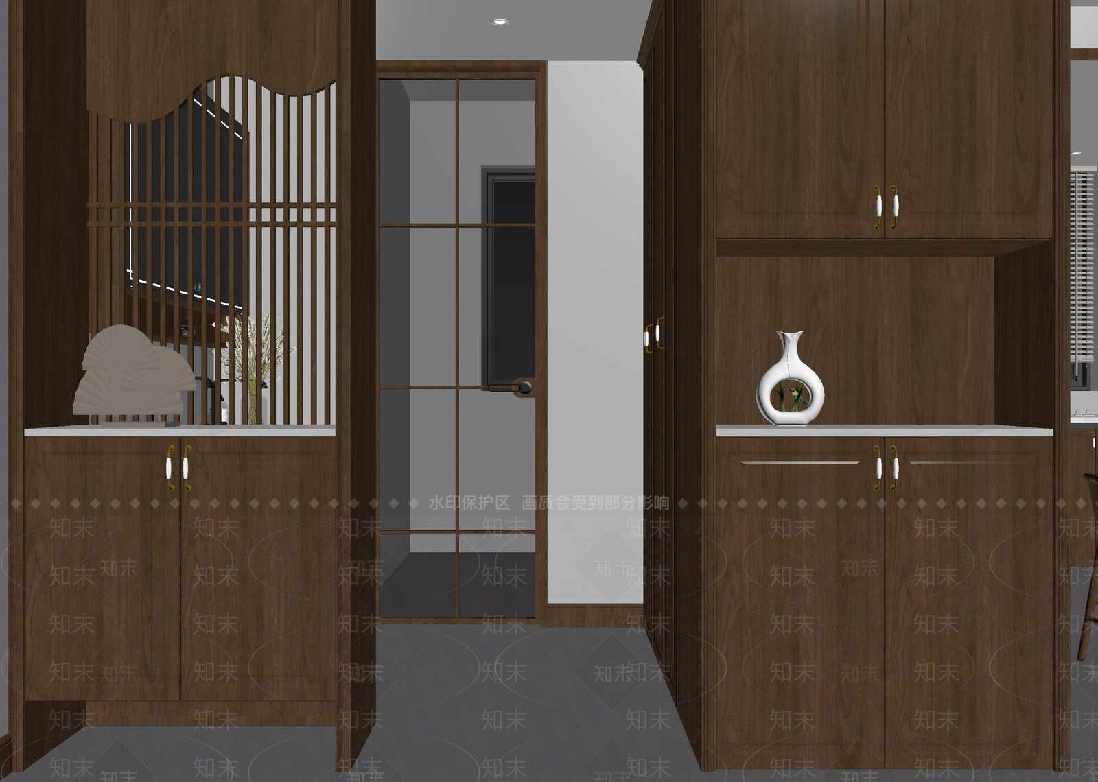 新中式玄关3D模型下载【ID:1214804749】