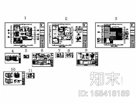 [广州]知名楼盘三居样板间装修图cad施工图下载【ID:168418189】