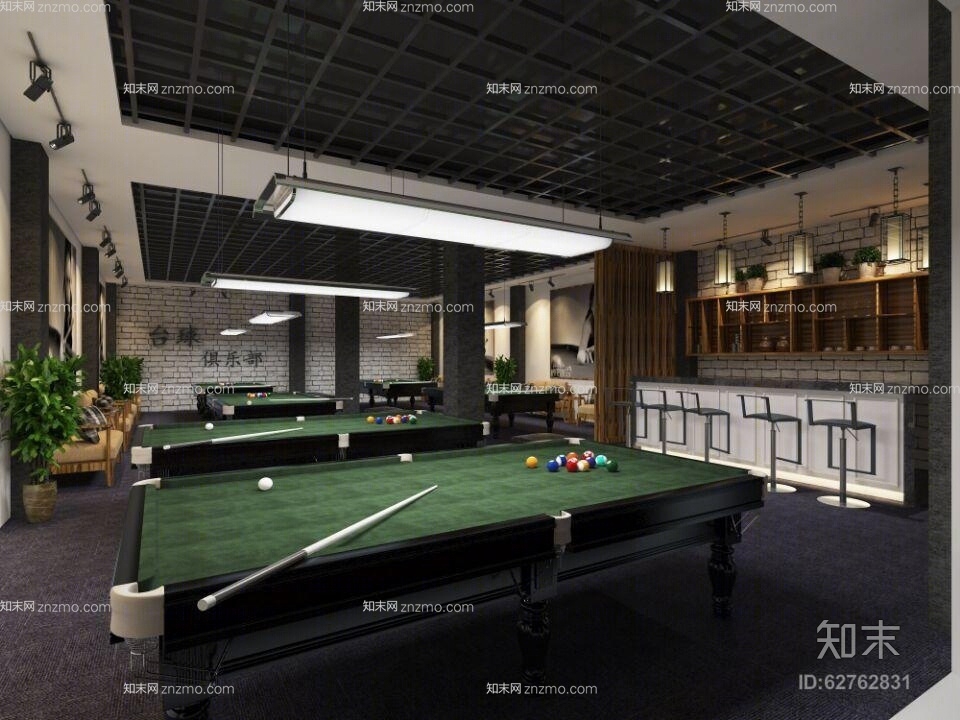 现代白色木艺吧台吧椅组合3D模型下载【ID:62762831】