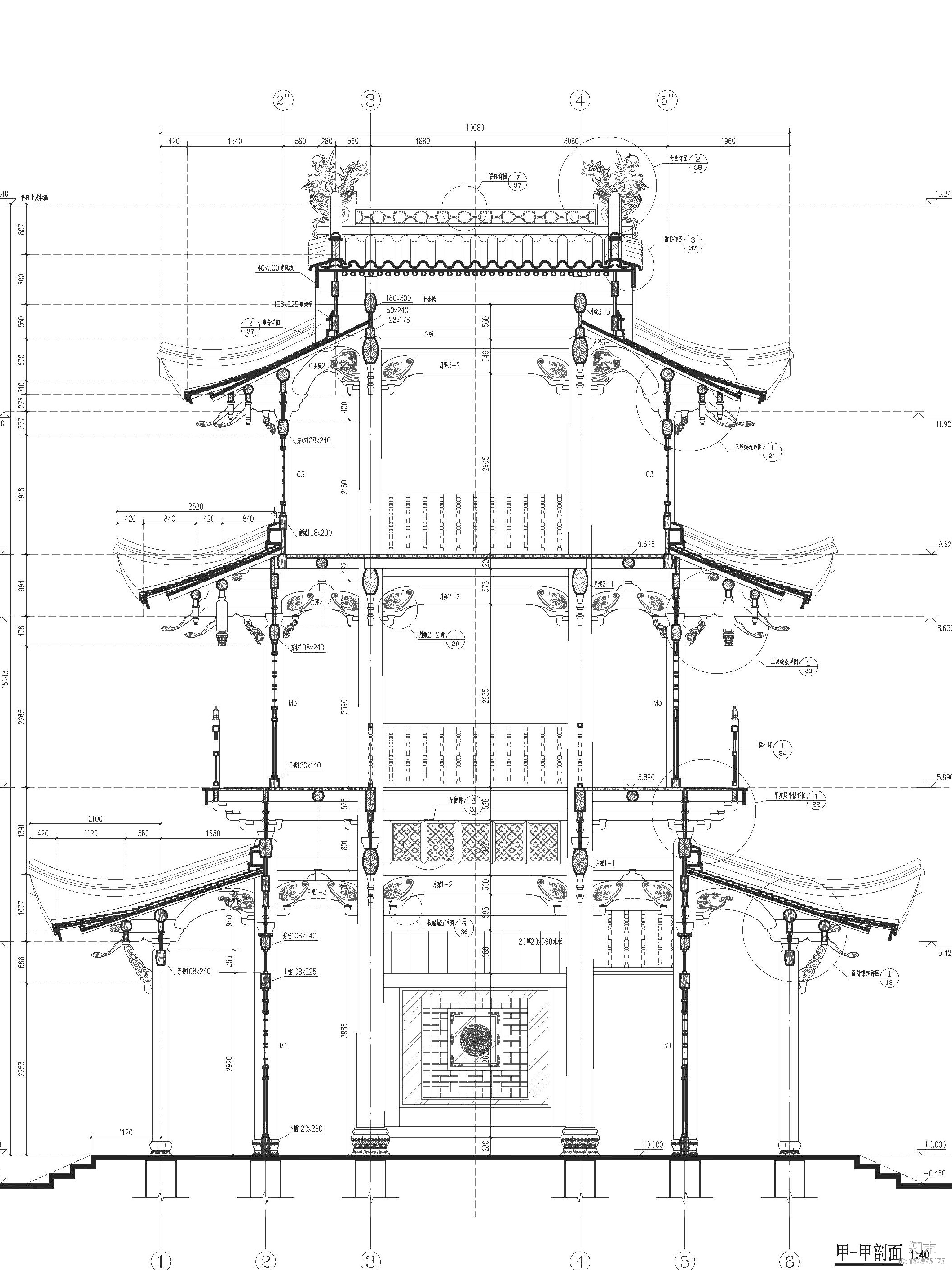 某景区中国古建筑施工图纸施工图下载【ID:164875175】