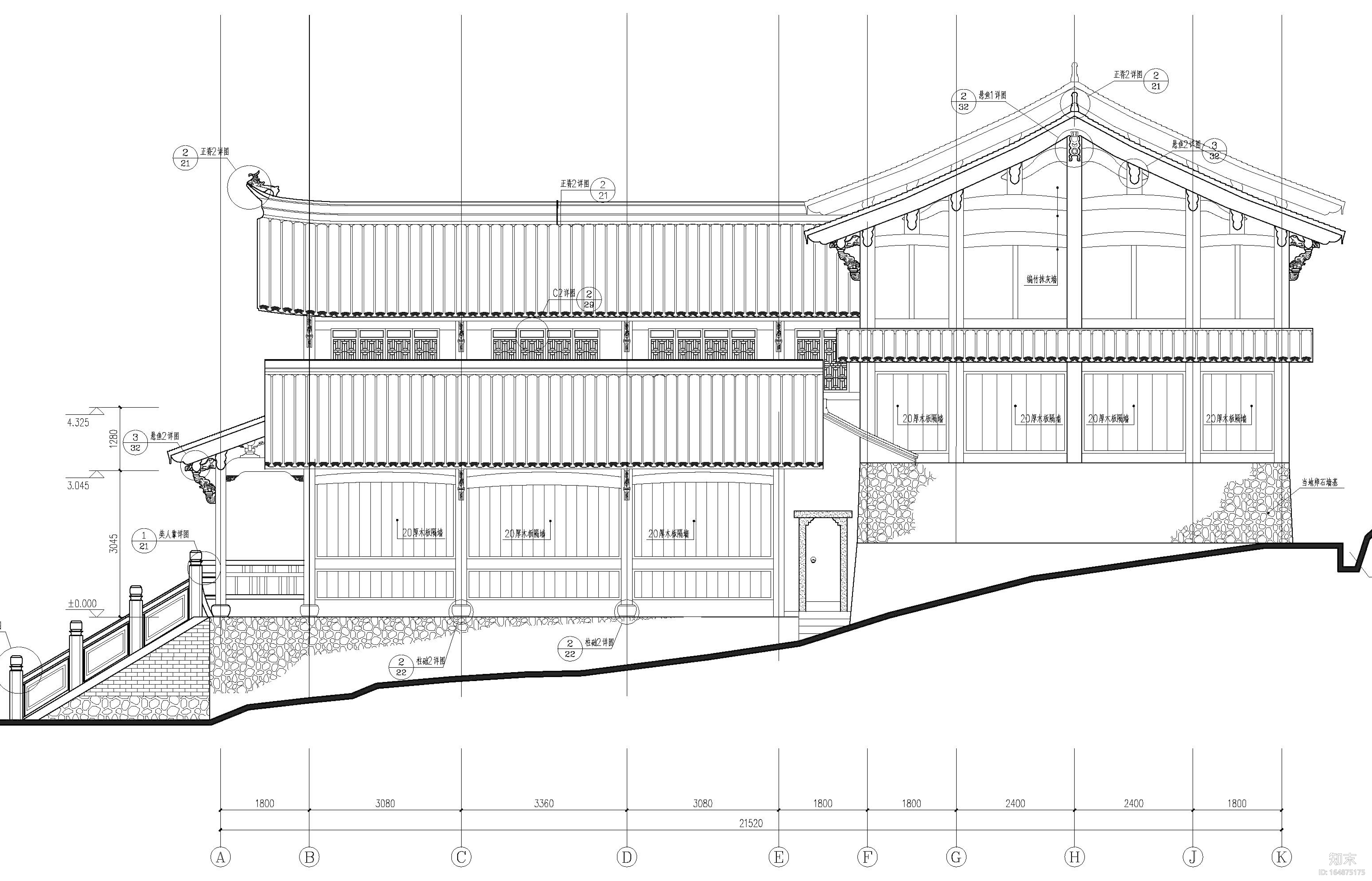 某景区中国古建筑施工图纸施工图下载【ID:164875175】