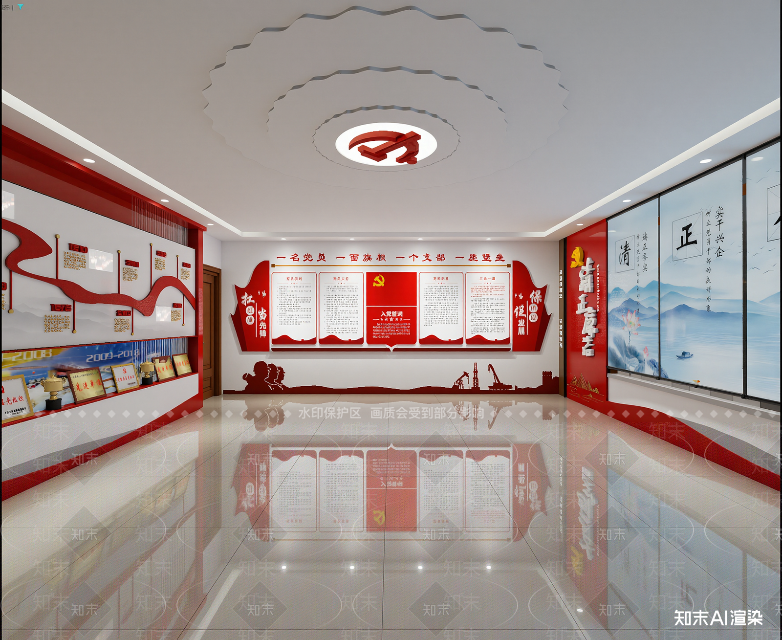 现代党建展厅3D模型下载【ID:1214562690】