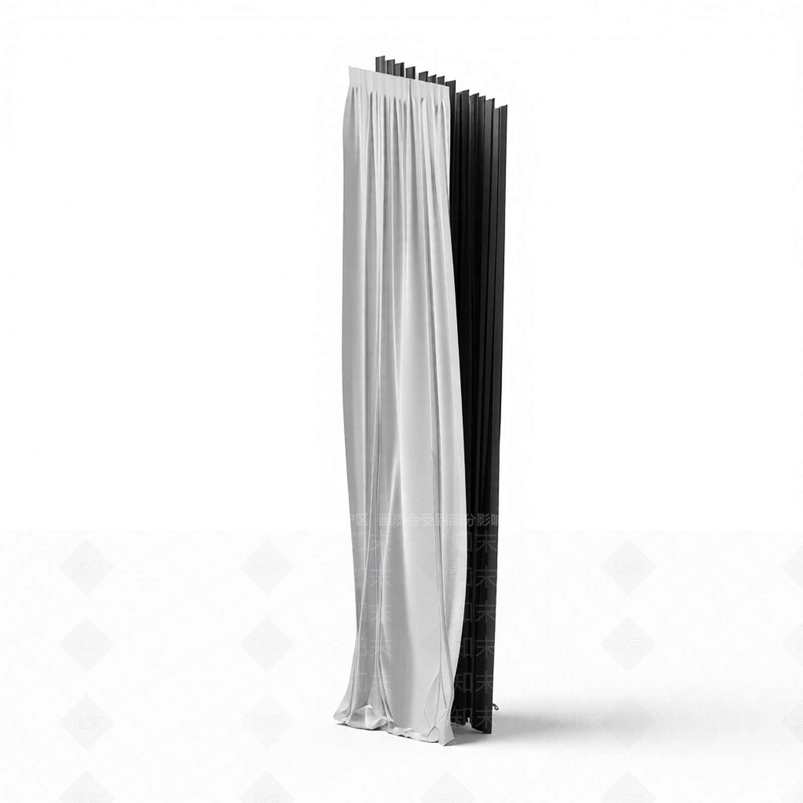 带杆褶皱窗帘3D模型下载【ID:1206200452】
