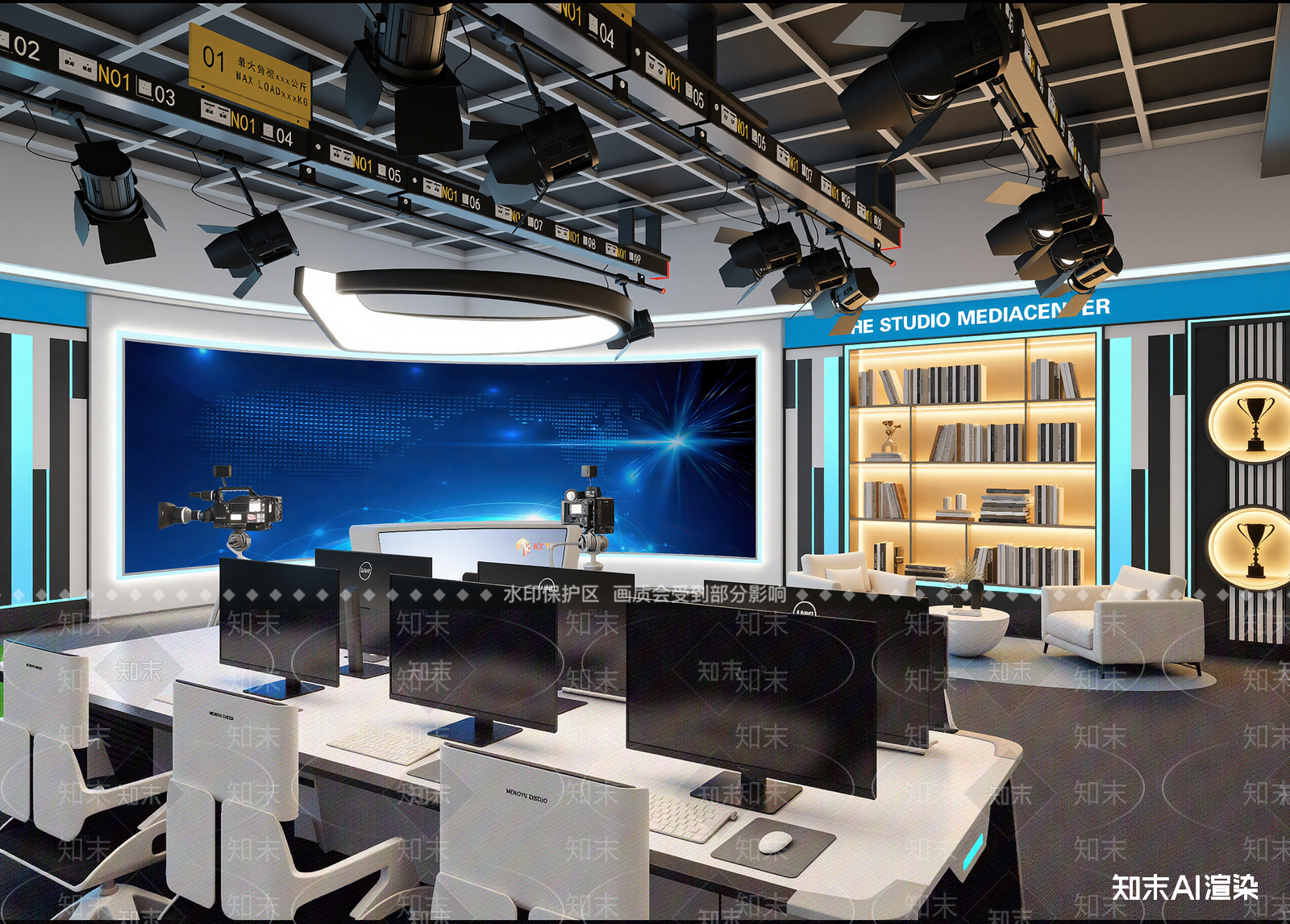 现代直播间3D模型下载【ID:1214338803】
