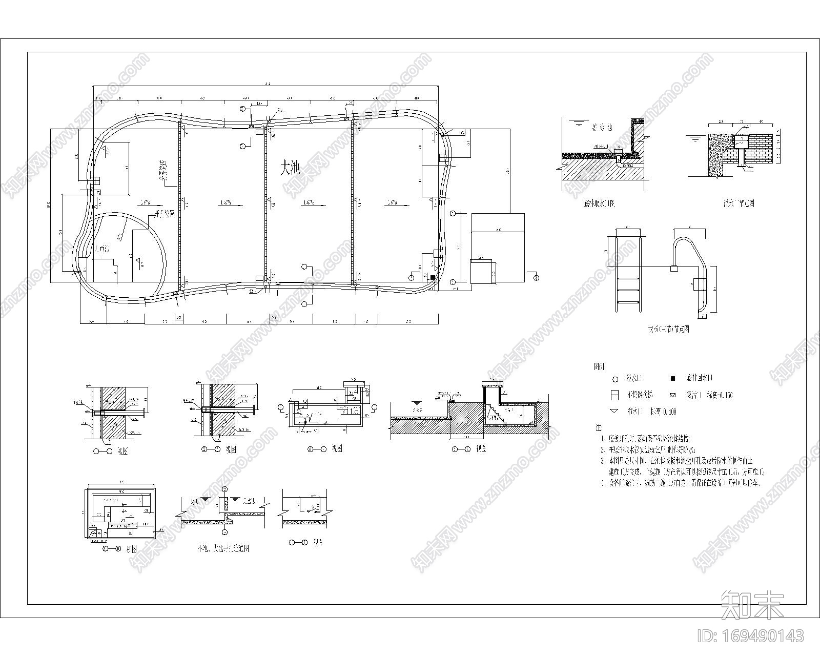 游泳池设计图cad施工图下载【ID:169490143】