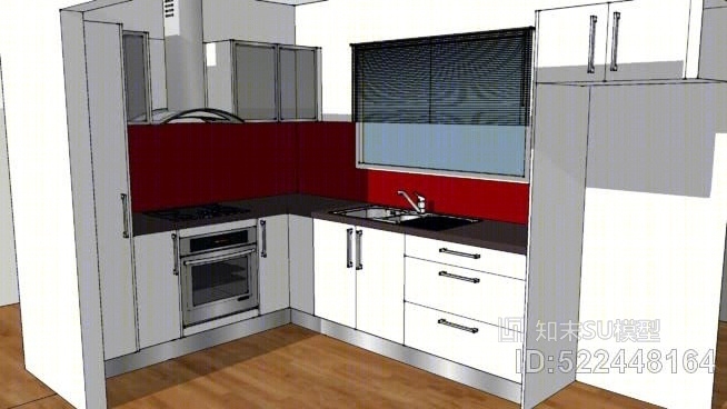 现代厨房小区SU模型下载【ID:522448164】