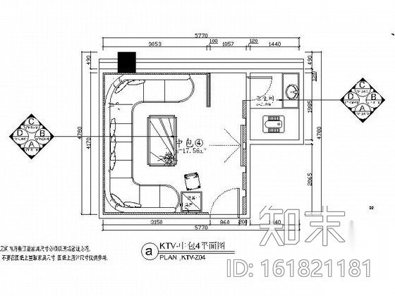 豪华KTV包厢室内装修图cad施工图下载【ID:161821181】