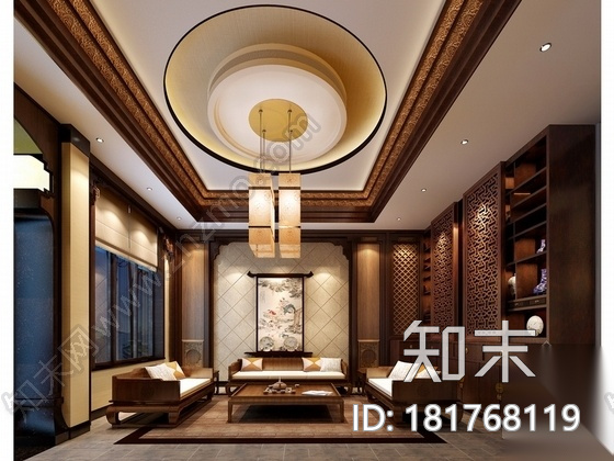 [山西]精致中式三层别墅室内装修施工图（含效果）cad施工图下载【ID:181768119】