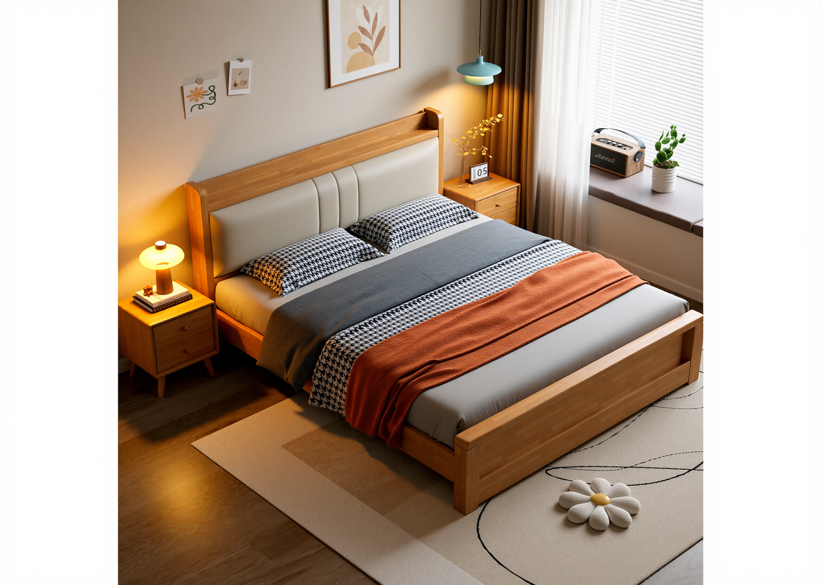 北欧双人床3D模型下载【ID:1215126615】