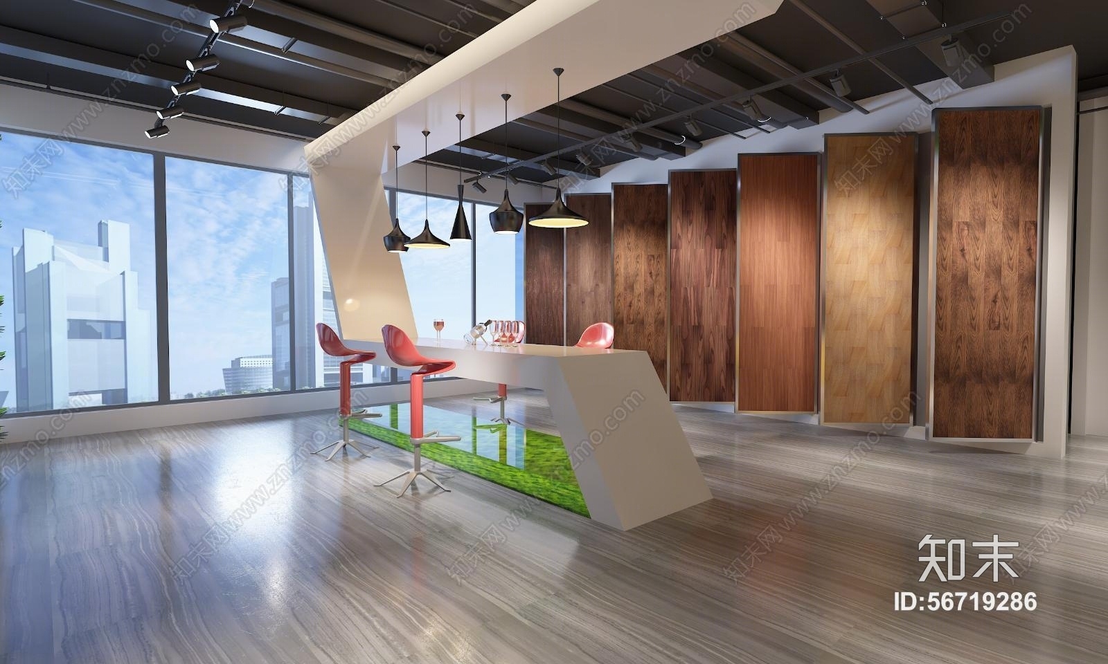 现代地板地砖专柜展厅洽谈区3D模型下载【ID:56719286】