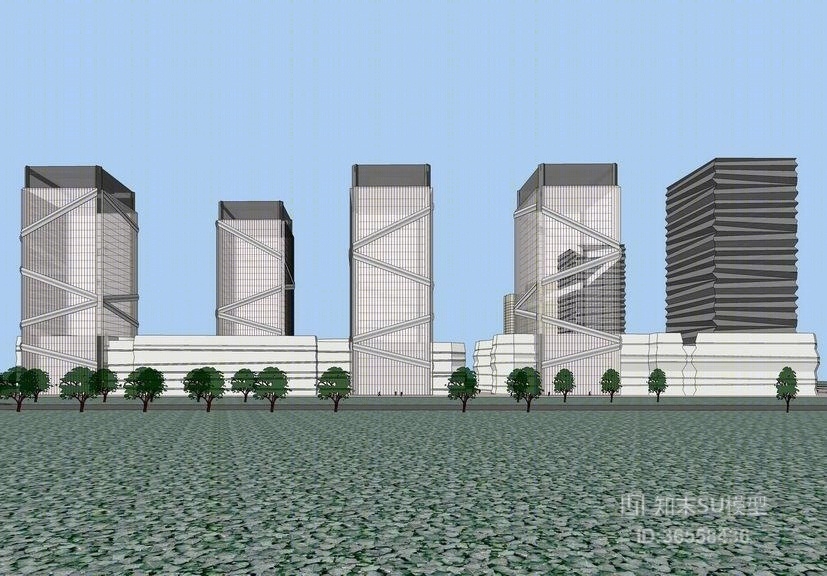 现代办公楼SU模型下载【ID:36558436】