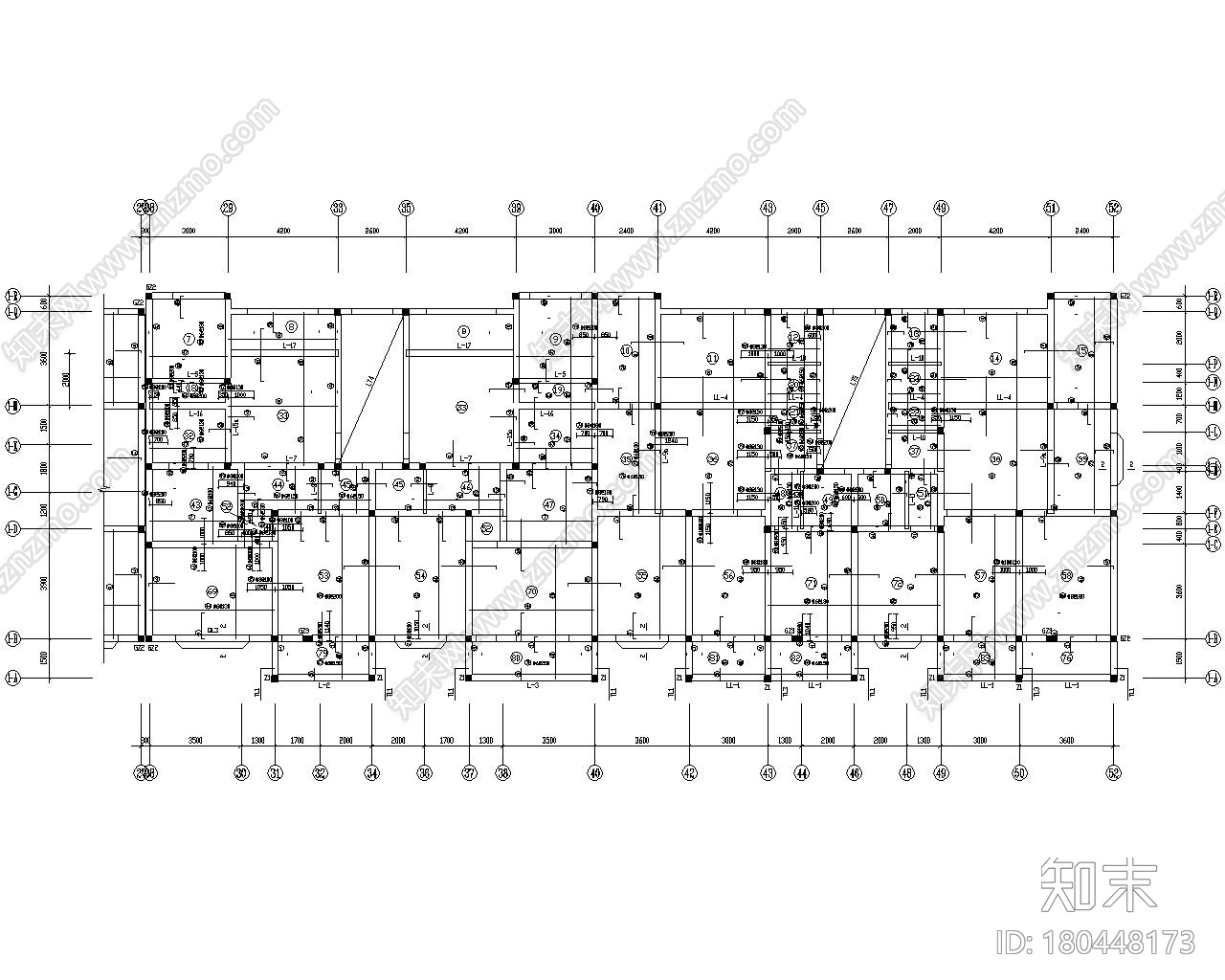 六层商住楼底框架结构设计施工图（CAD）cad施工图下载【ID:180448173】