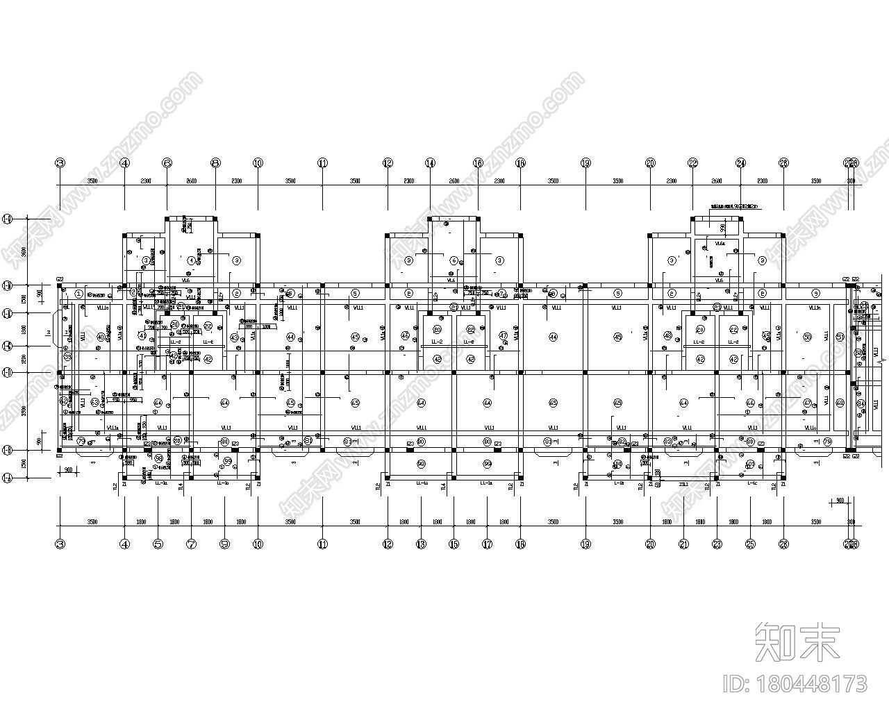 六层商住楼底框架结构设计施工图（CAD）cad施工图下载【ID:180448173】