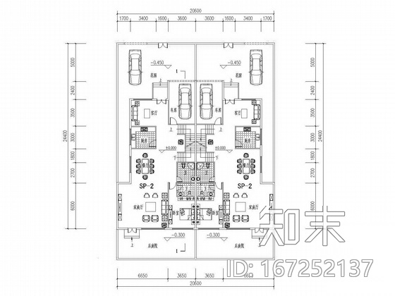 五套双拼别墅户型图cad施工图下载【ID:167252137】