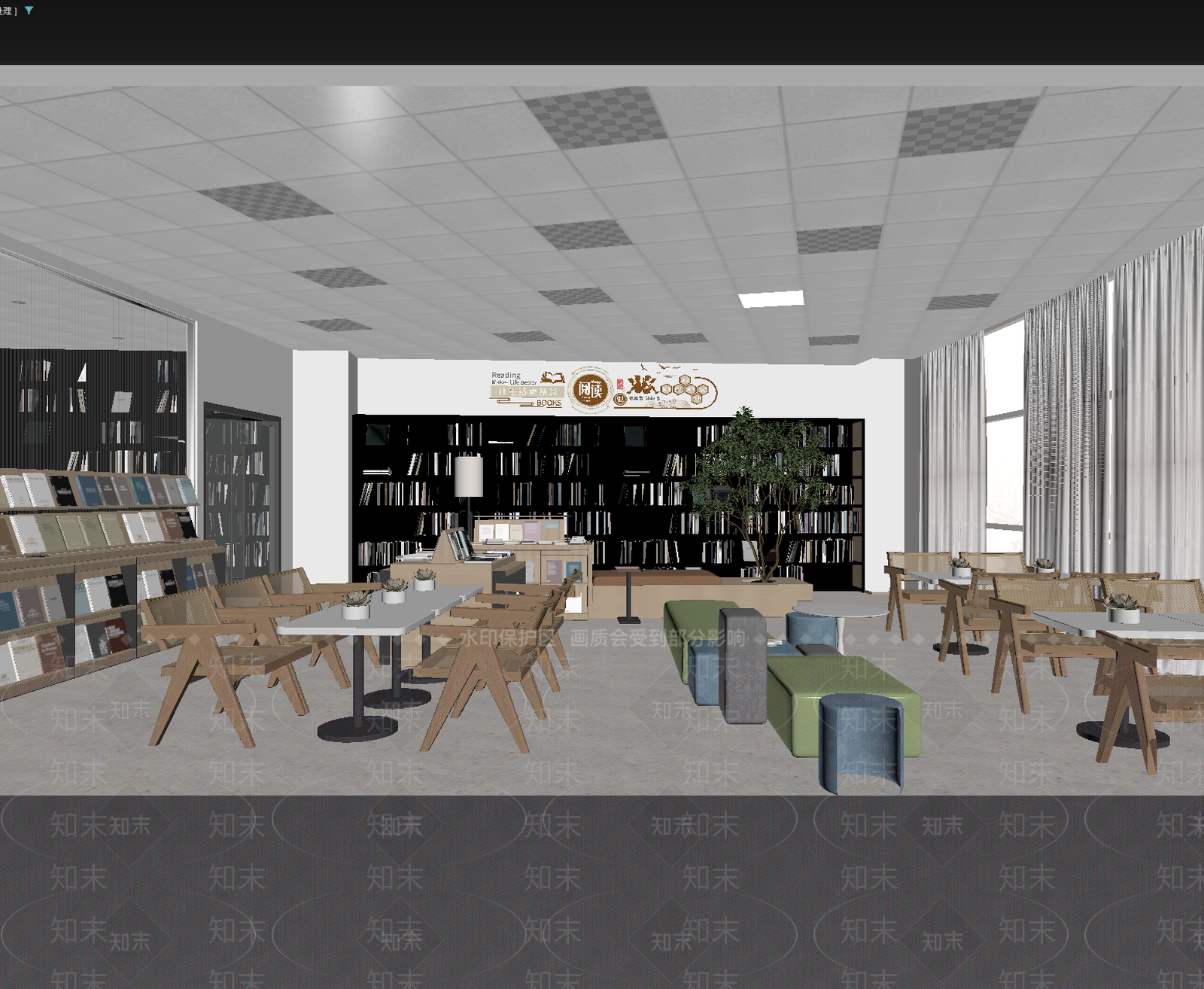 现代图书馆3D模型下载【ID:1214808046】