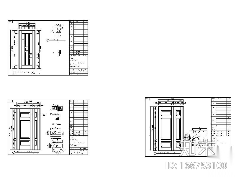 八款别墅门cad施工图下载【ID:166753100】