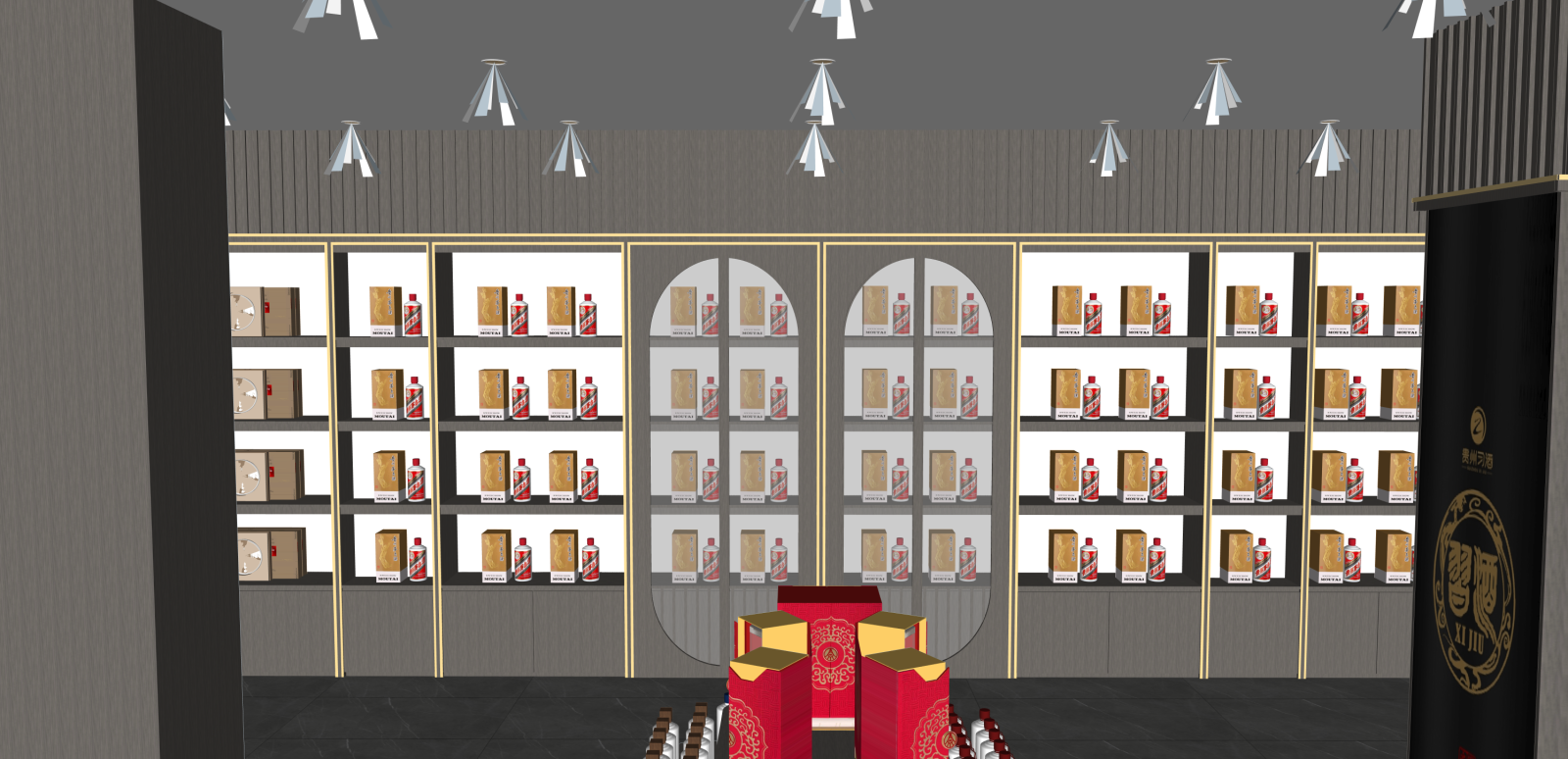 现代烟酒店SU模型下载【ID:1215953917】