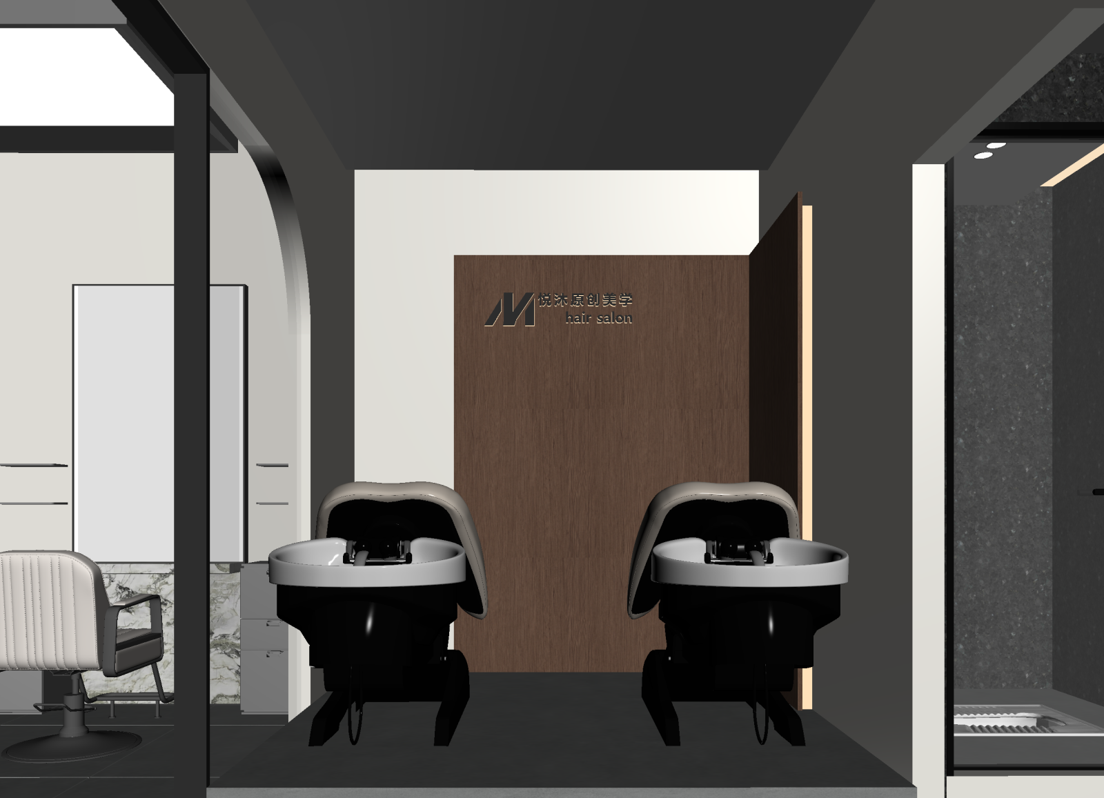 极简美发店3D模型下载【ID:1214691563】